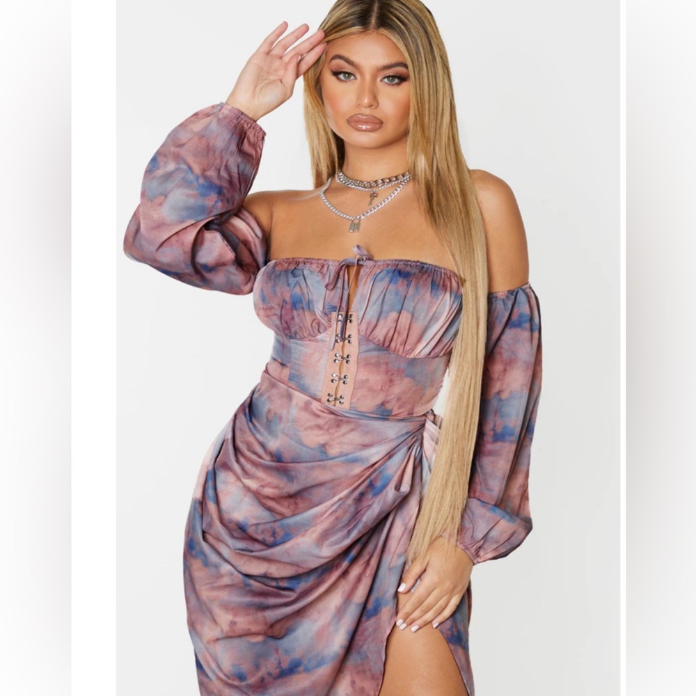 pink and baby blue cloud print .only worn once !!! body suit top!